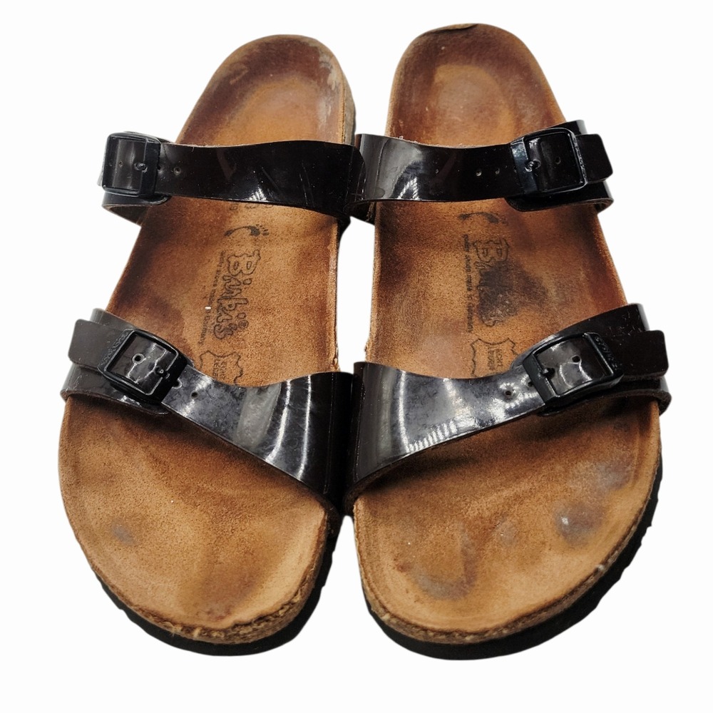 Birkenstock Mayari Birko-Flor Black 2 Strap Sandals EU 42 Men US 9‎ Cork Footbed
